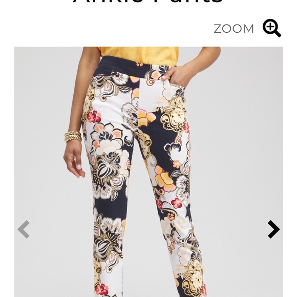 CHICOS BRIDGITTE WARM FLORAL ANKLE PANT SIZE Chicos 2 which is Size 12 - Picture 5 of 8